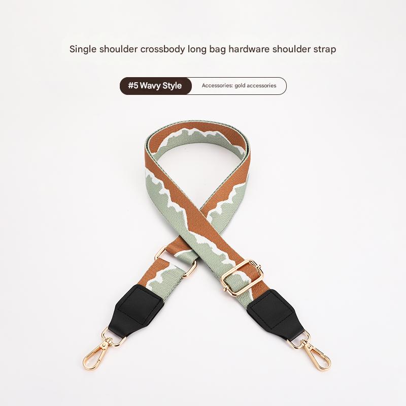 Colorful mountain pattern bag strap with Leather Head