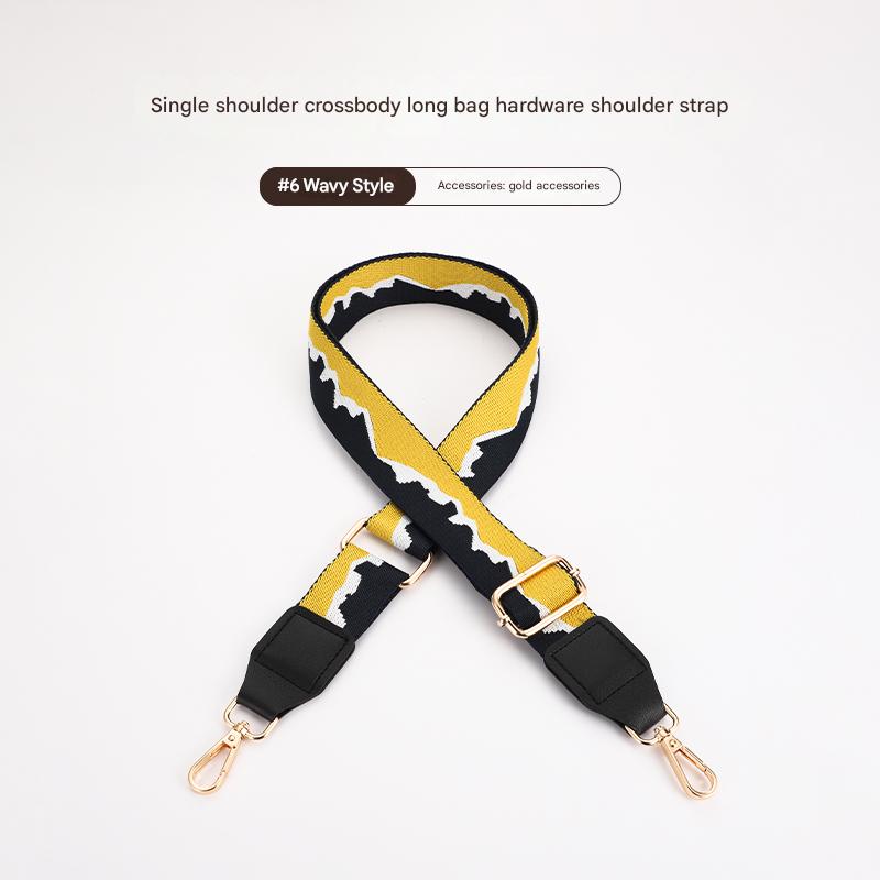 Colorful mountain pattern bag strap with Leather Head