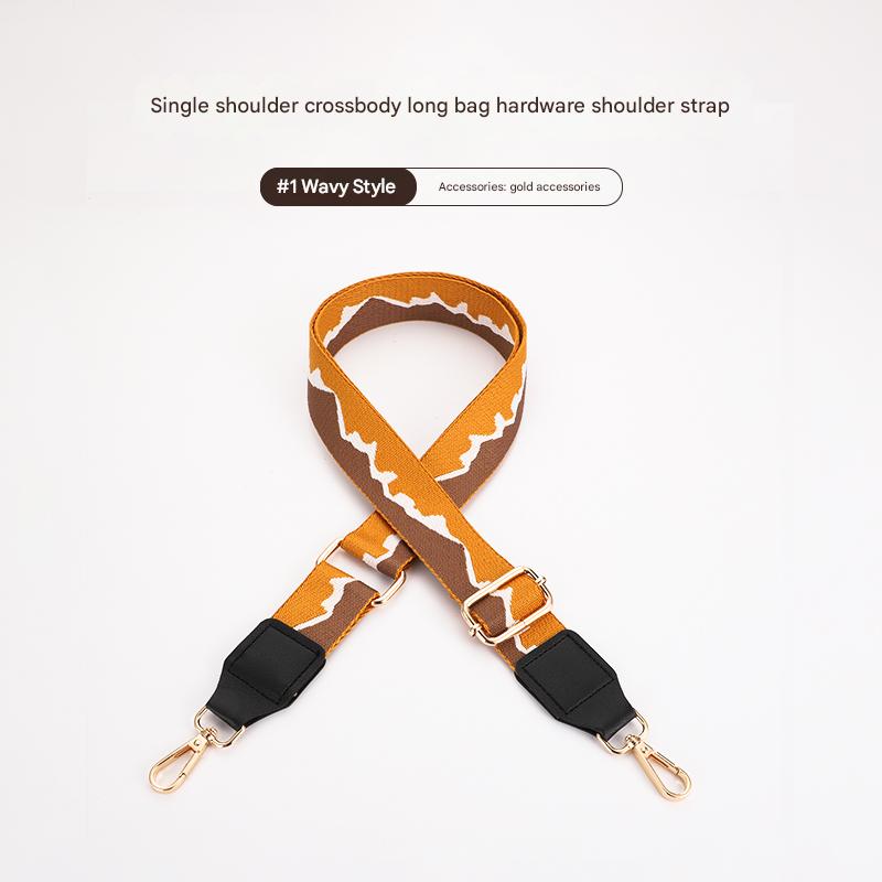 Colorful mountain pattern bag strap with Leather Head