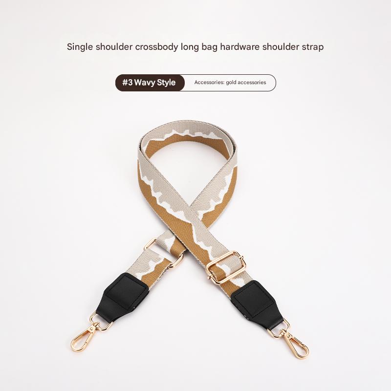 Colorful mountain pattern bag strap with Leather Head