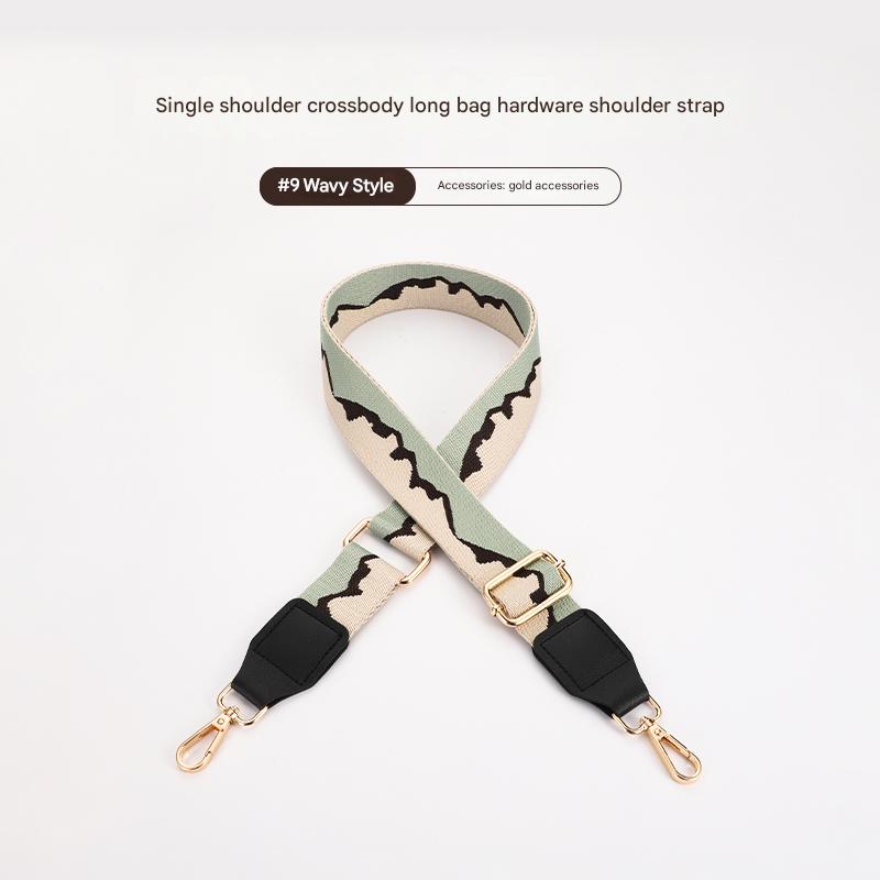 Colorful mountain pattern bag strap with Leather Head