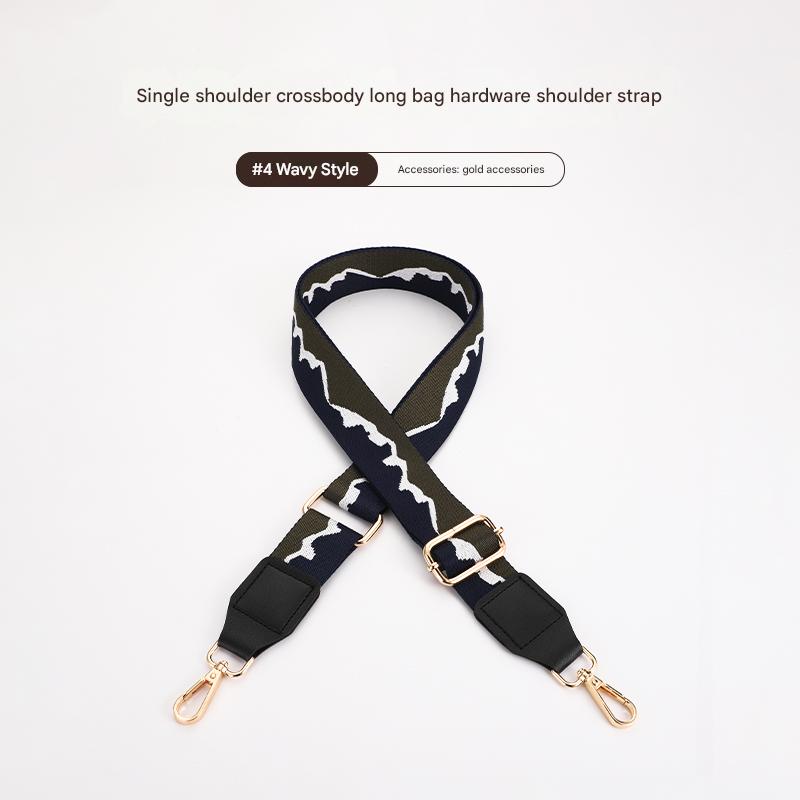 Colorful mountain pattern bag strap with Leather Head