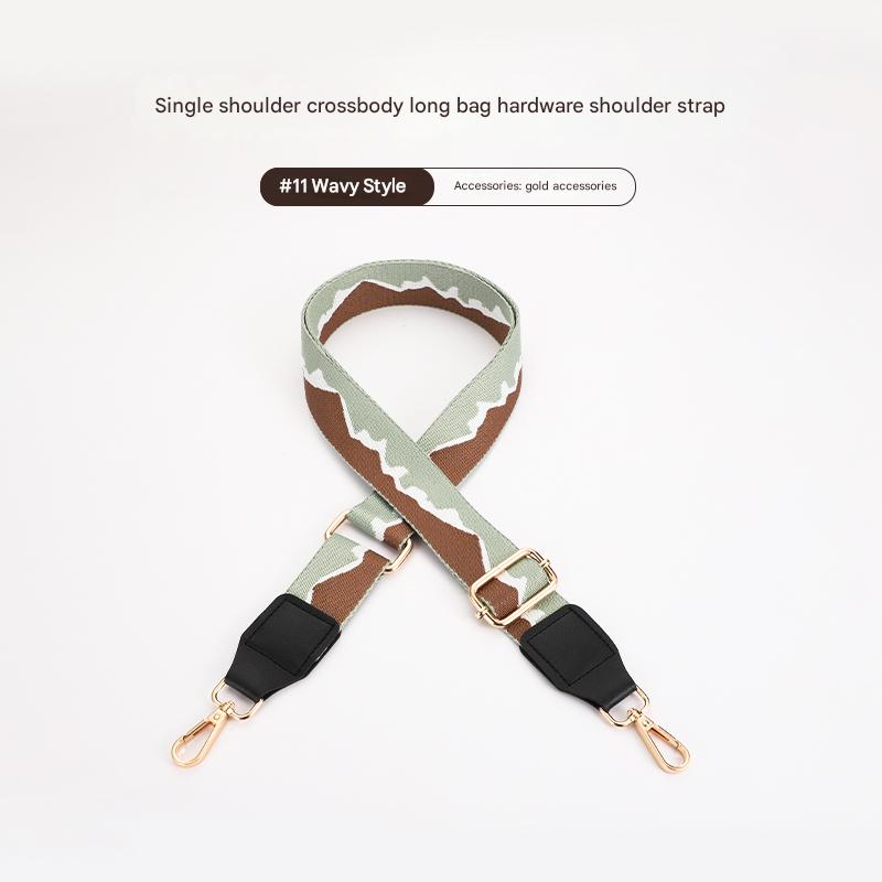 Colorful mountain pattern bag strap with Leather Head