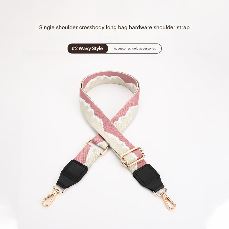 Colorful mountain pattern bag strap with Leather Head