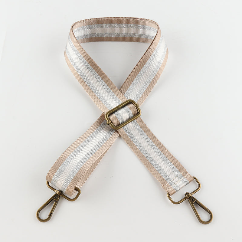 Silver Stripe Thread Glitter Bronze Buckle Shoulder Straps
