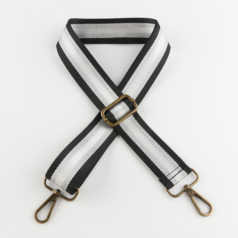 Silver Stripe Thread Glitter Bronze Buckle Shoulder Straps