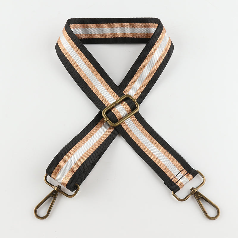 Silver Stripe Thread Glitter Bronze Buckle Shoulder Straps