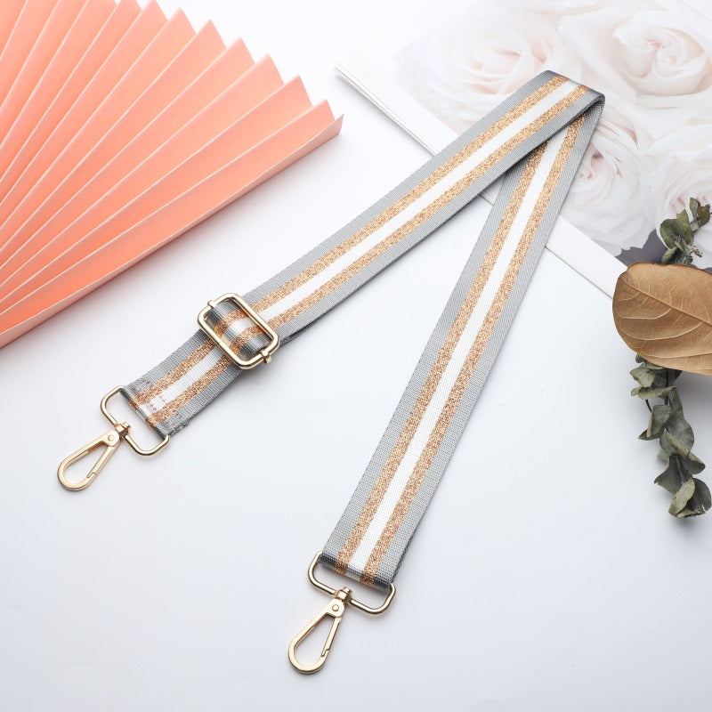 Gold and Silver Stripe Thread Glitter Bag Strap