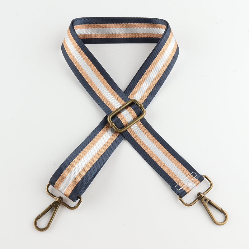 Silver Stripe Thread Glitter Bronze Buckle Shoulder Straps