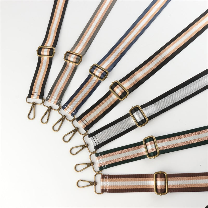 Silver Stripe Thread Glitter Bronze Buckle Shoulder Straps