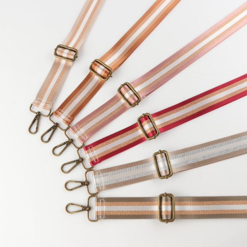 Silver Stripe Thread Glitter Bronze Buckle Shoulder Straps