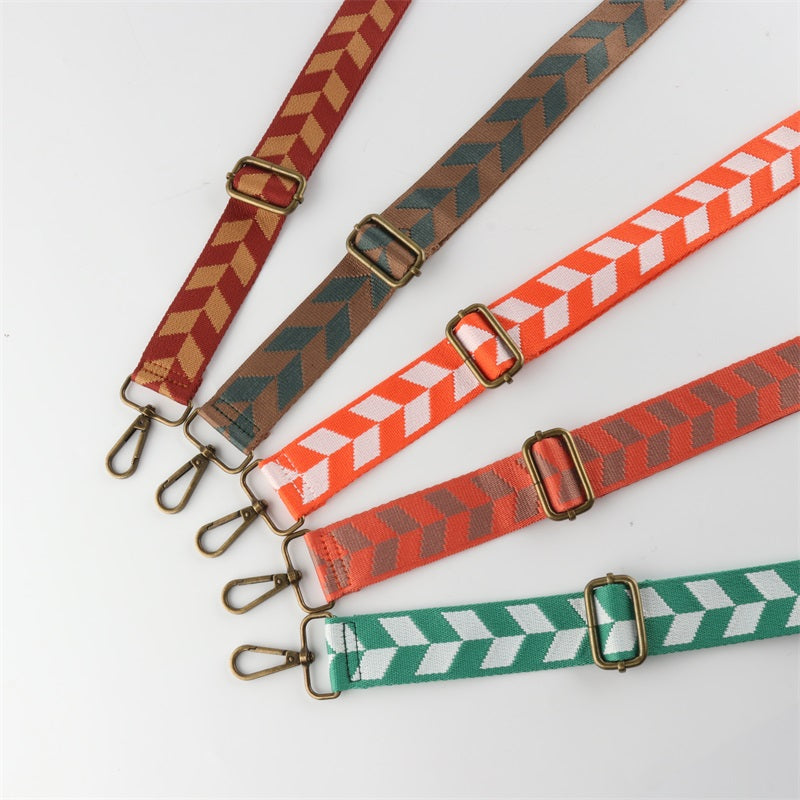Arrow Check Pattern Bronze Buckle Shoulder Straps