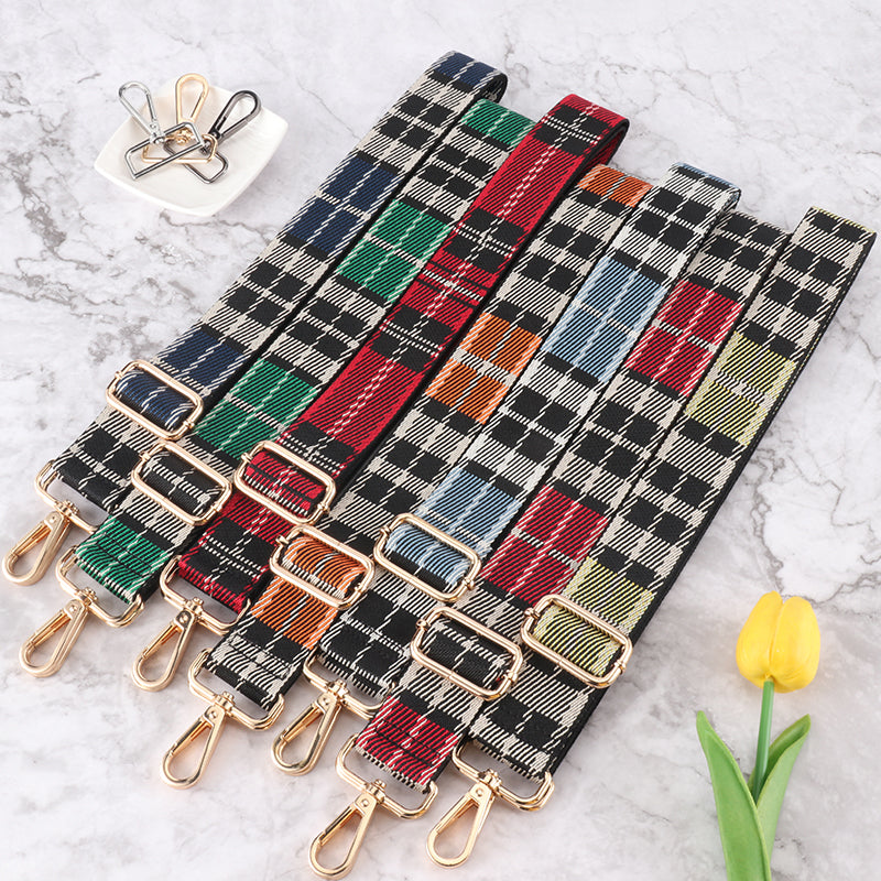 Multicolor Plaid Style Bag Shoulder Strap