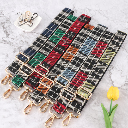 Multicolor Plaid Style Bag Shoulder Strap