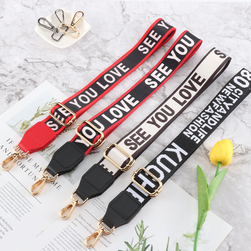 LOVE Letter Printed Bag Shoulder Strap with Leather Head
