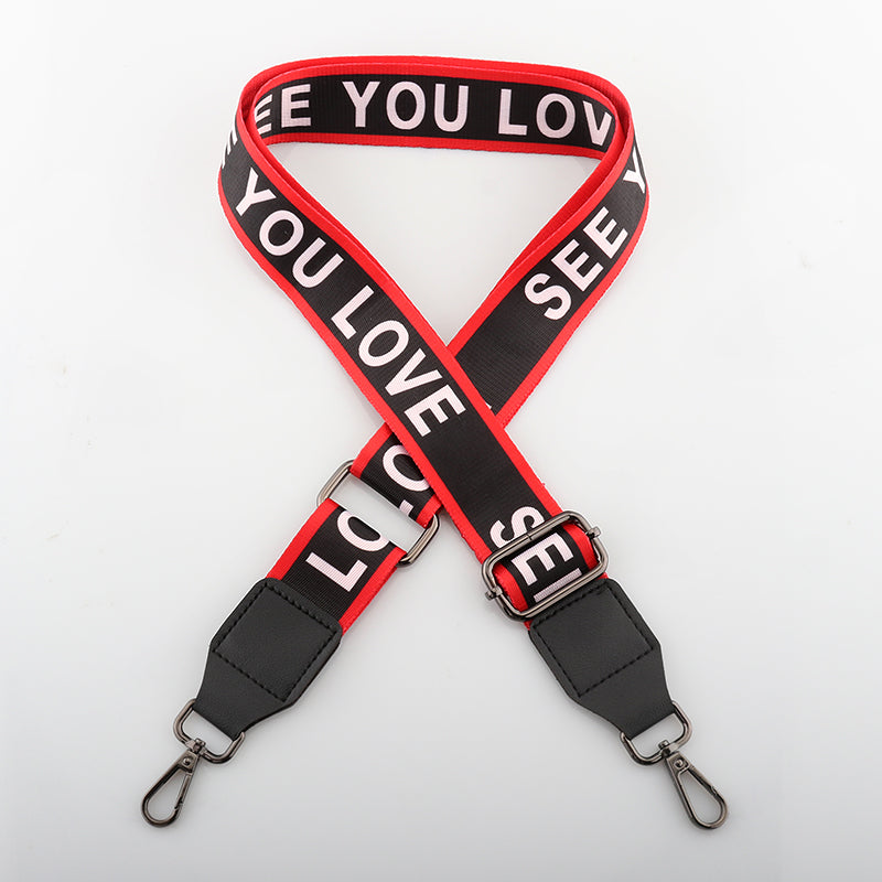 LOVE Letter Printed Bag Shoulder Strap with Leather Head