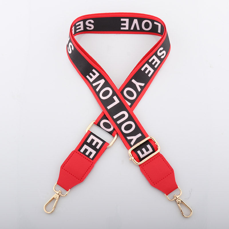 LOVE Letter Printed Bag Shoulder Strap with Leather Head