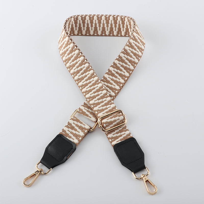 V Textured Jacquard Shoulder Strap with Leather Head