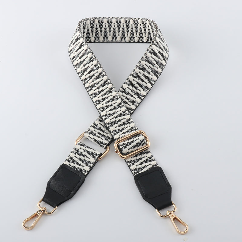 V Textured Jacquard Shoulder Strap with Leather Head