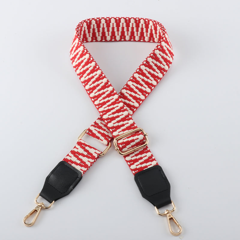V Textured Jacquard Shoulder Strap with Leather Head