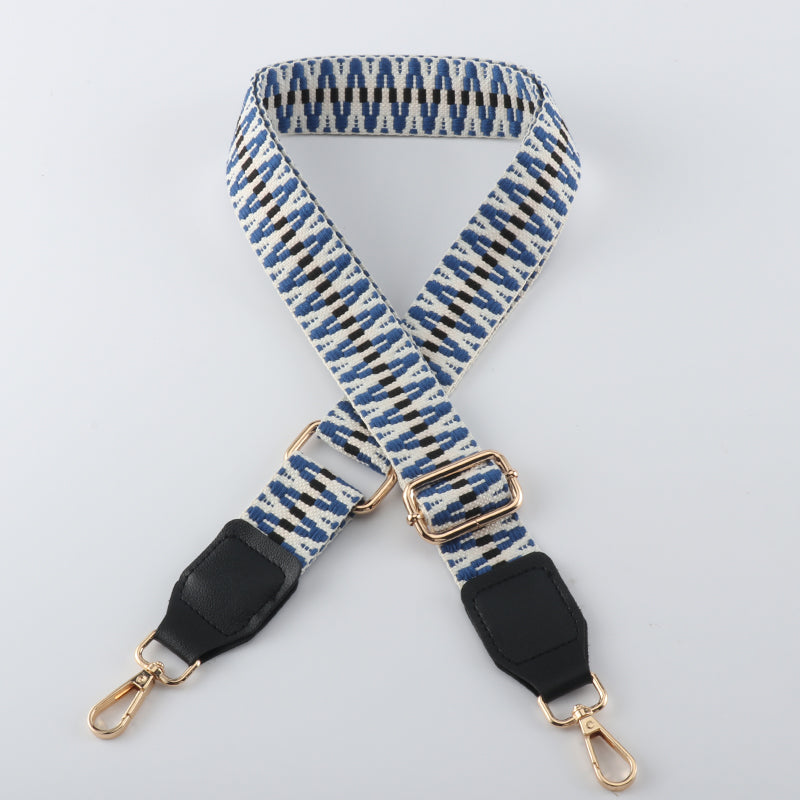 V Textured Jacquard Shoulder Strap with Leather Head