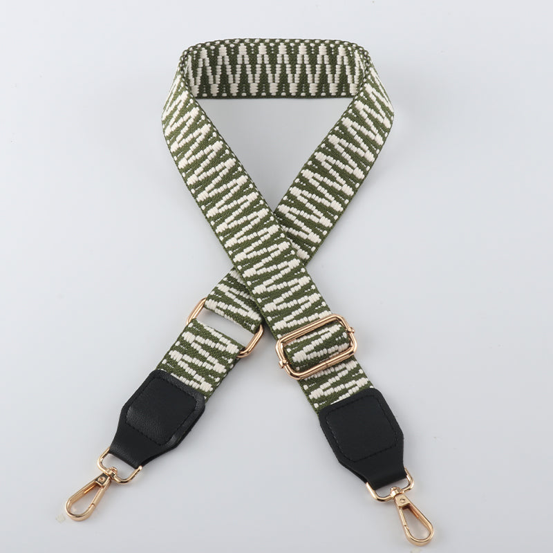 V Textured Jacquard Shoulder Strap with Leather Head