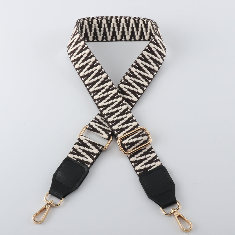 V Textured Jacquard Shoulder Strap with Leather Head