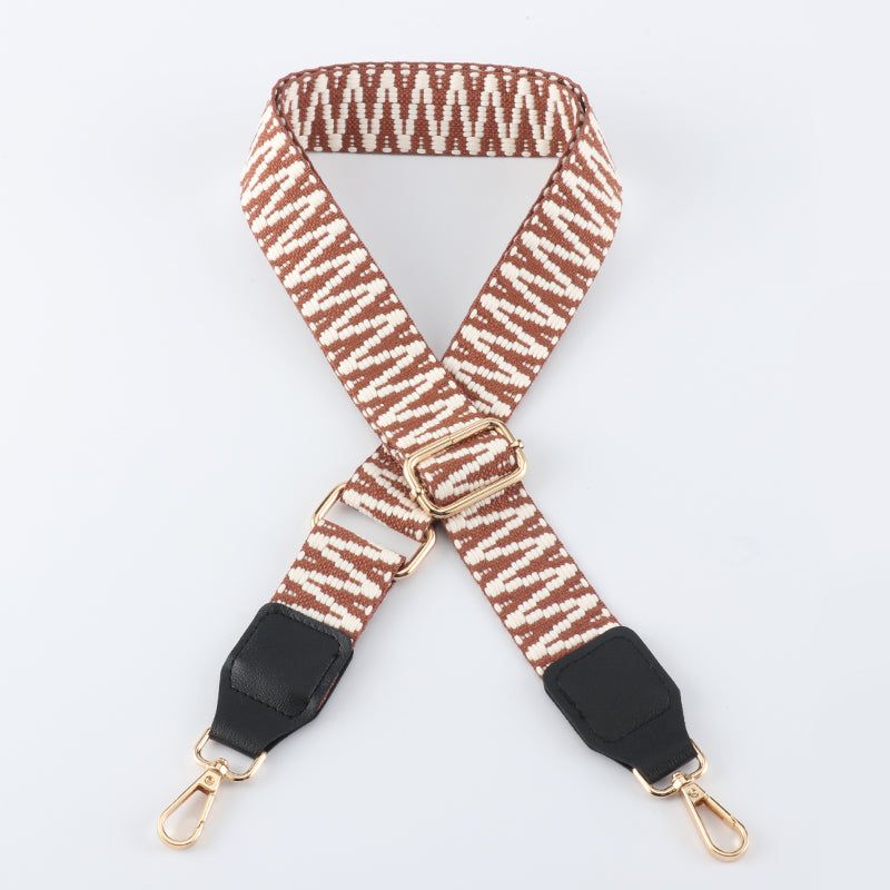 V Textured Jacquard Shoulder Strap with Leather Head