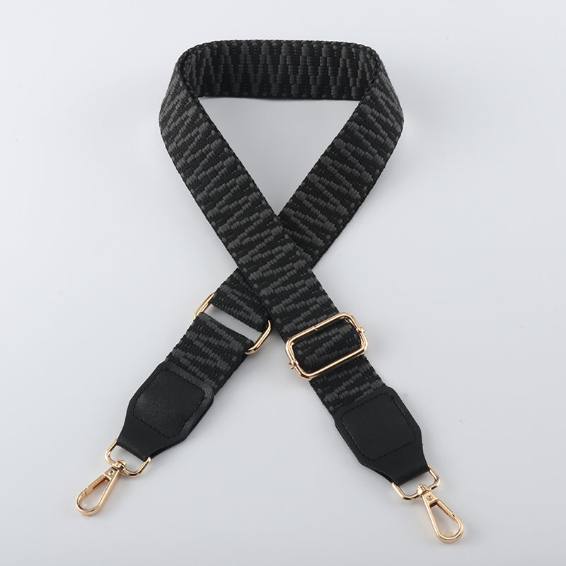V Textured Jacquard Shoulder Strap with Leather Head