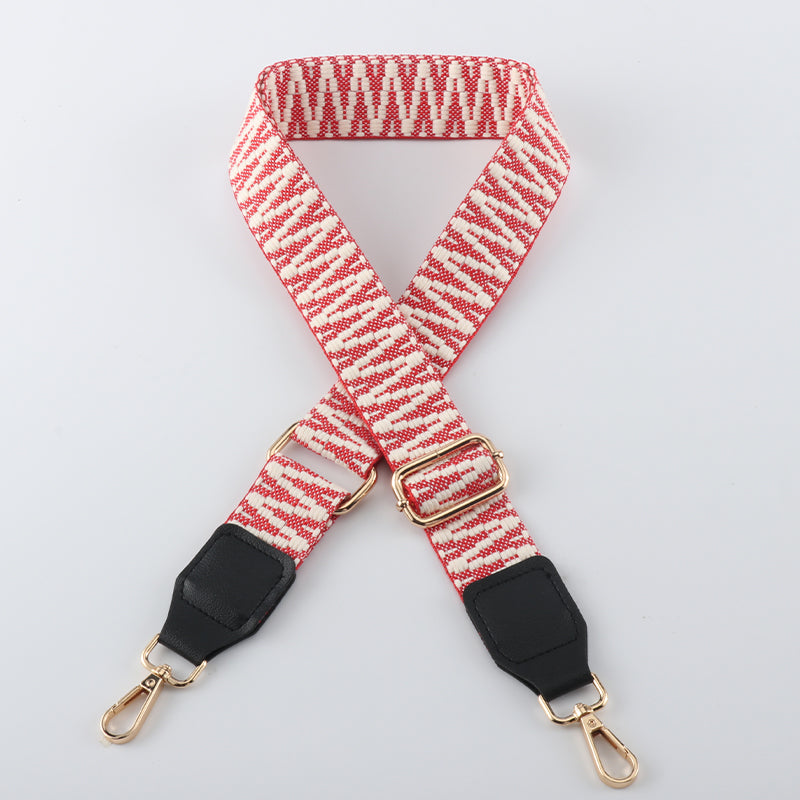 V Textured Jacquard Shoulder Strap with Leather Head