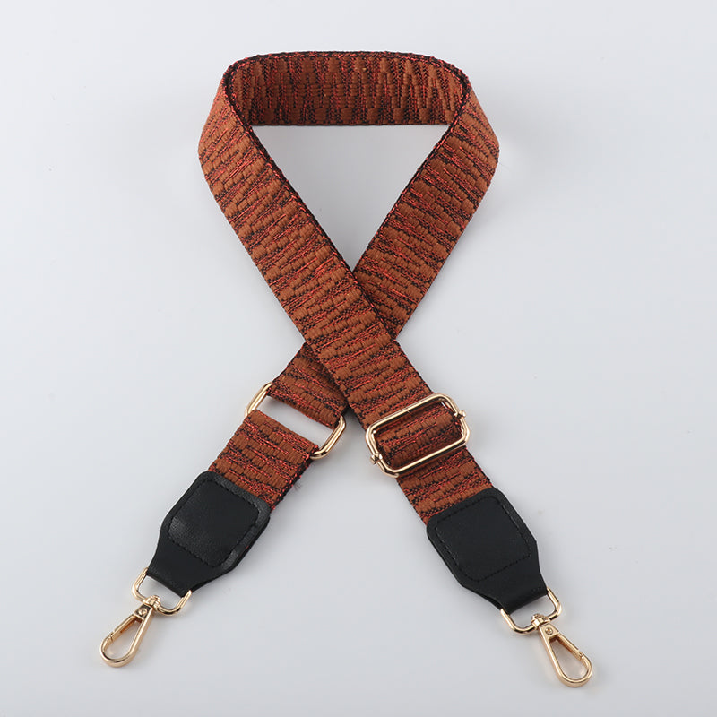 V Textured Jacquard Shoulder Strap with Leather Head