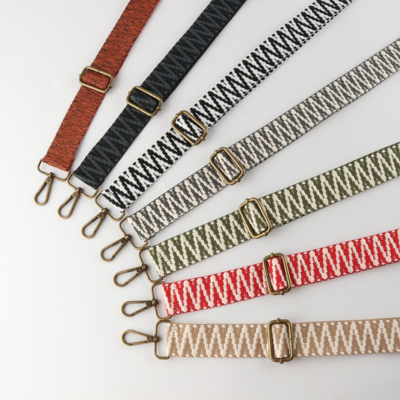 V Textured Jacquard Bronze Buckle Shoulder Straps