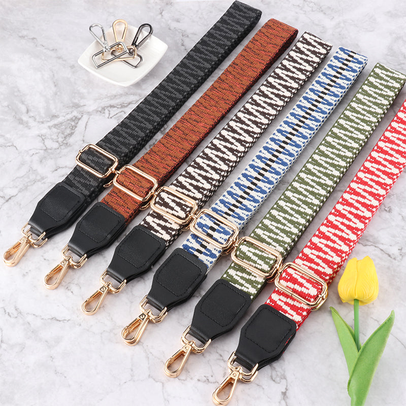 V Textured Jacquard Shoulder Strap with Leather Head