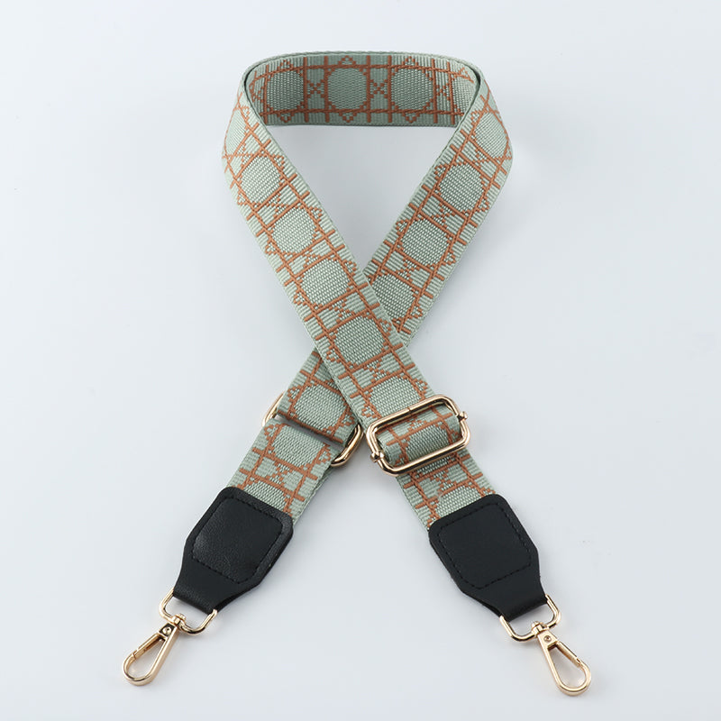 Tic-tac-toe Print Bag Strap with Leather Head