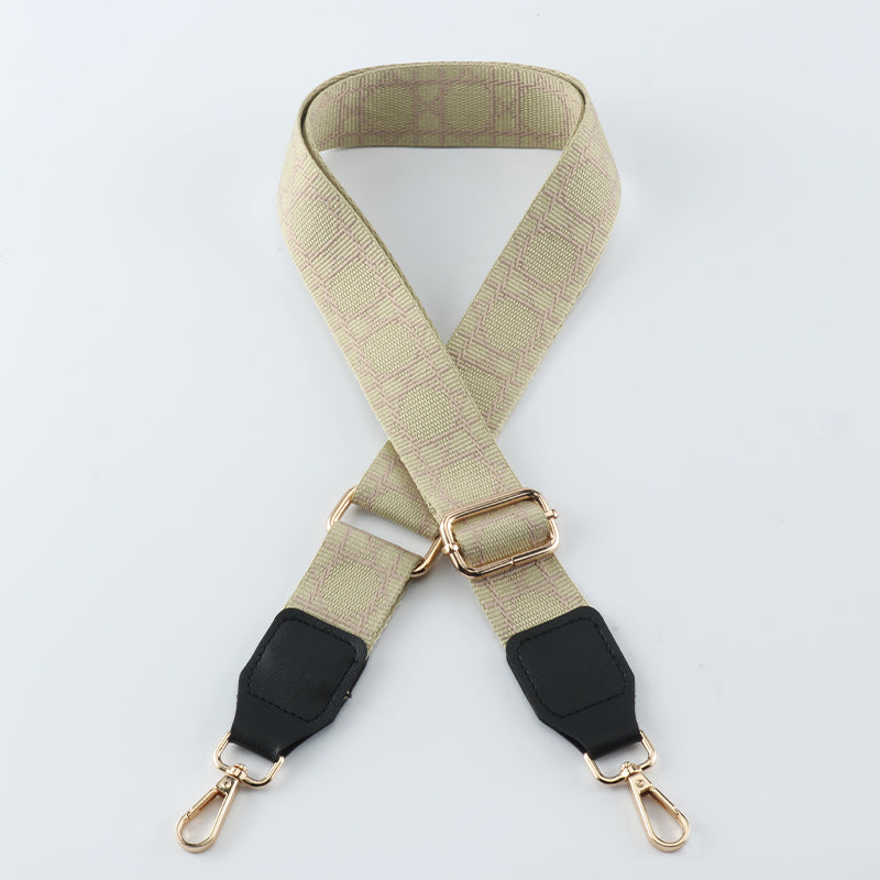Tic-tac-toe Print Bag Strap with Leather Head