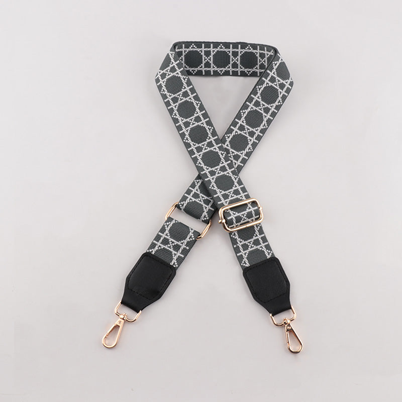 Tic-tac-toe Print Bag Strap with Leather Head