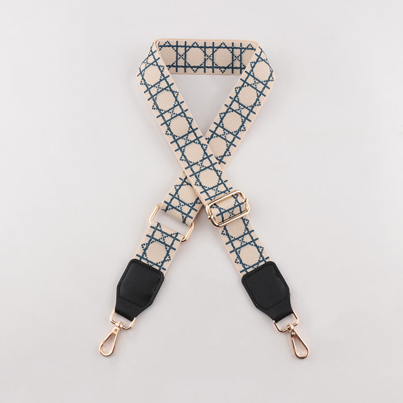 Tic-tac-toe Print Bag Strap with Leather Head