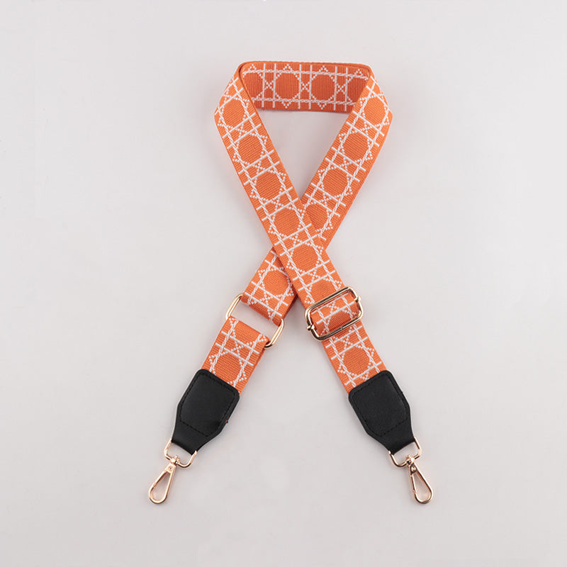 Tic-tac-toe Print Bag Strap with Leather Head