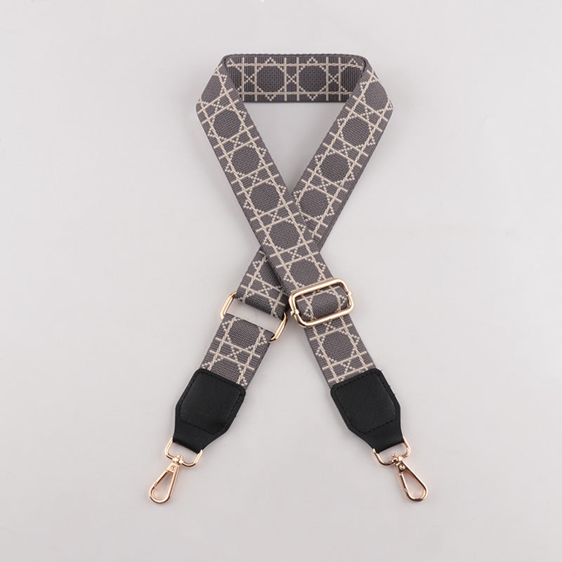 Tic-tac-toe Print Bag Strap with Leather Head