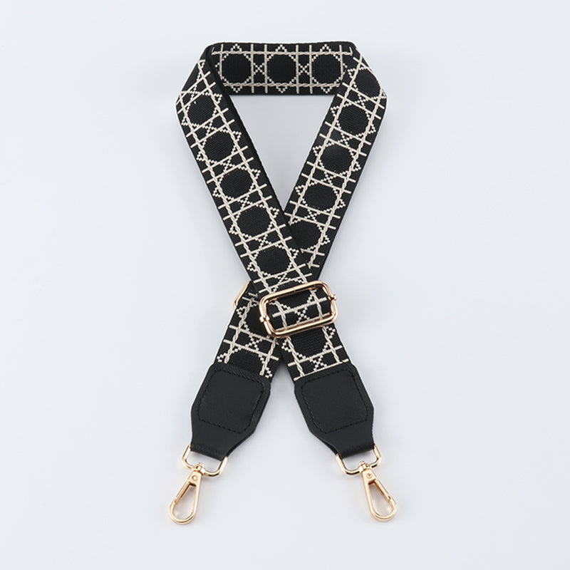 Tic-tac-toe Print Bag Strap with Leather Head