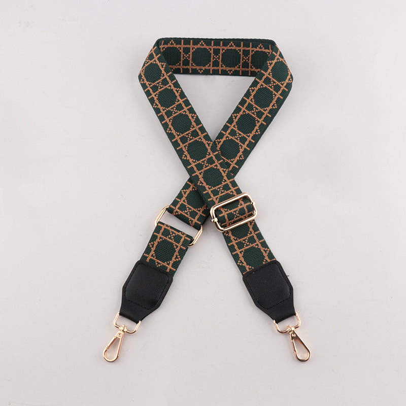 Tic-tac-toe Print Bag Strap with Leather Head