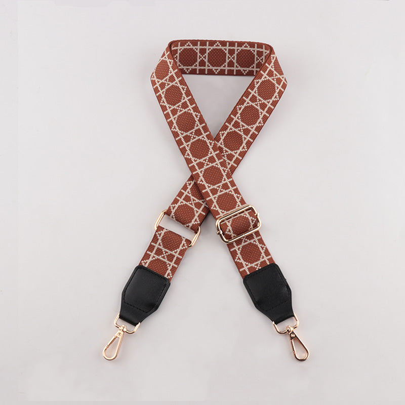 Tic-tac-toe Print Bag Strap with Leather Head