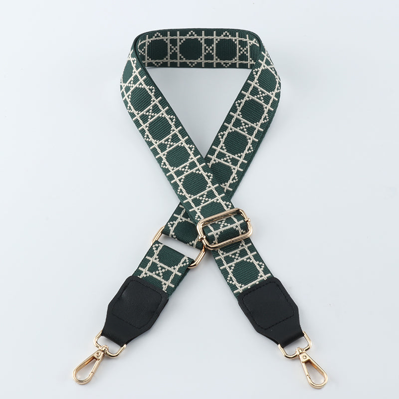 Tic-tac-toe Print Bag Strap with Leather Head