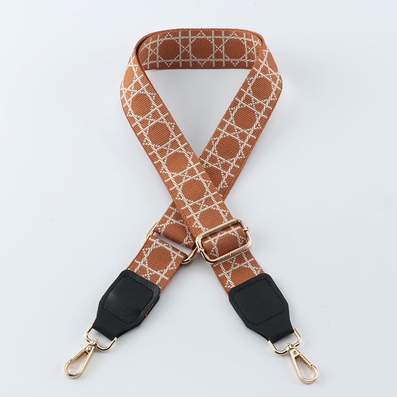 Tic-tac-toe Print Bag Strap with Leather Head