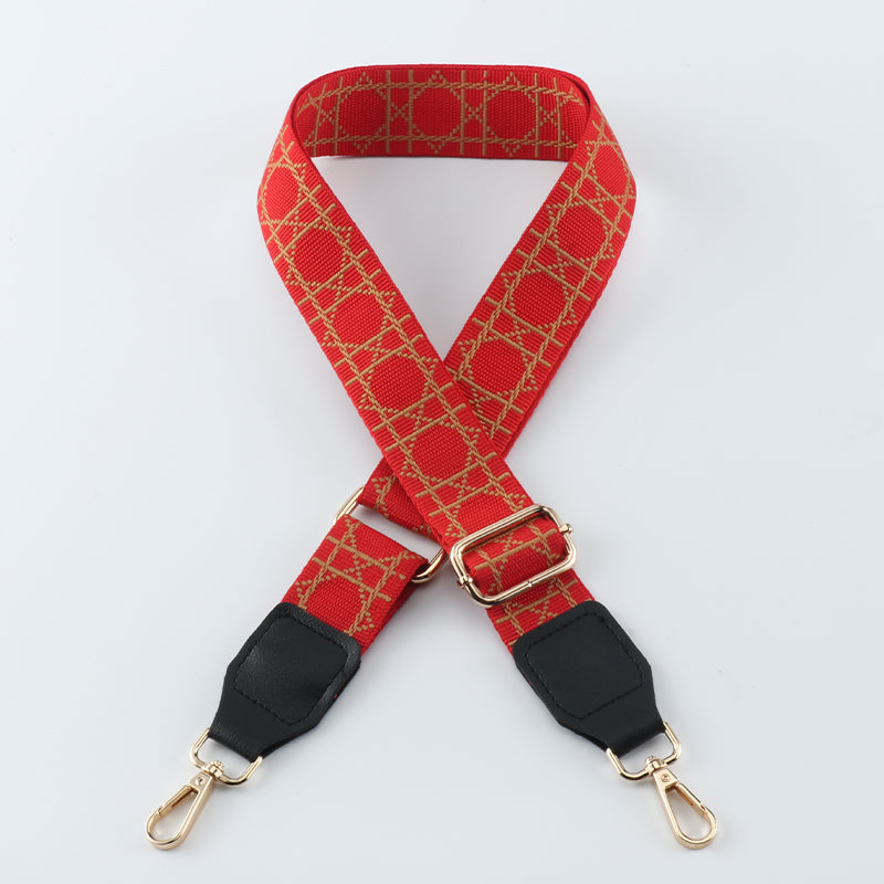 Tic-tac-toe Print Bag Strap with Leather Head
