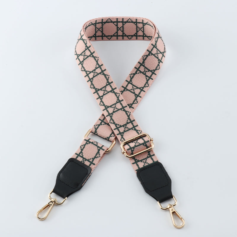 Tic-tac-toe Print Bag Strap with Leather Head