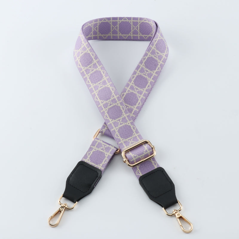 Tic-tac-toe Print Bag Strap with Leather Head
