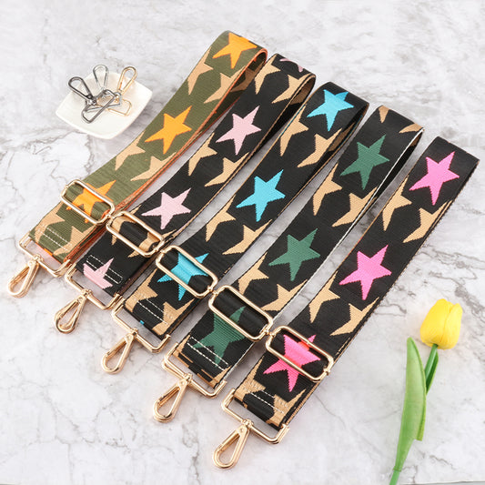 Wide Multi-colored Star Pattern Strap