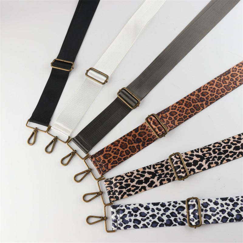 Snow Leopard Print Bronze Buckle Wide Shoulder Straps