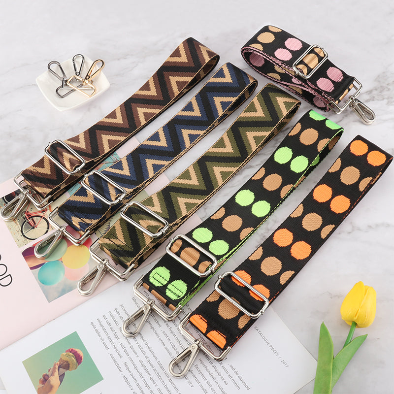 Polka Dot Black Pattern Wide Bag Strap